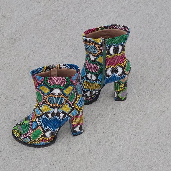 Multi-colored Peep Toe Boot - Picture 6 of 15